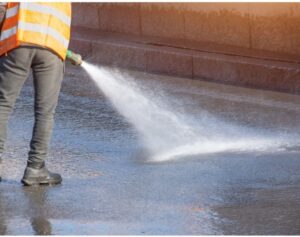 cleaning a floor